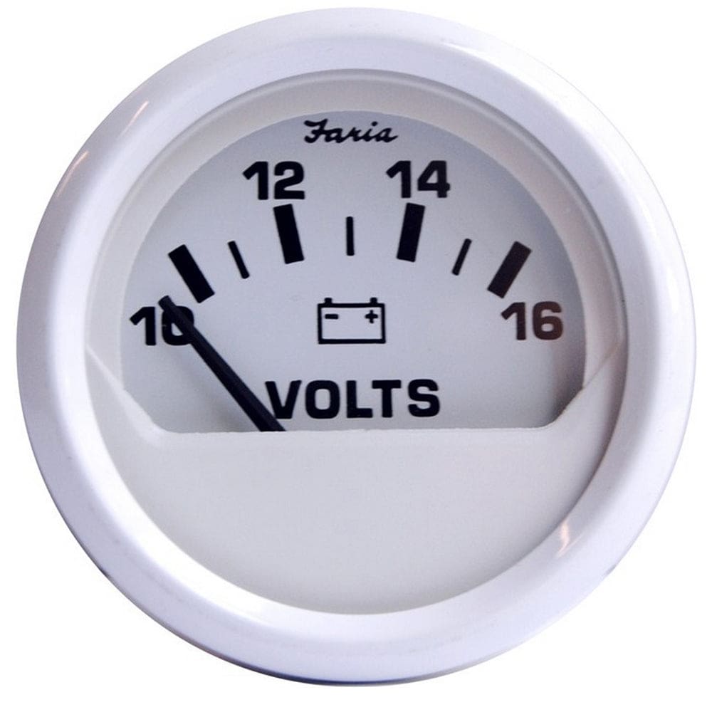 Faria Dress White 2 Voltmeter (10-16 VDC) - Marine Navigation & Instruments | Gauges,Boat Outfitting | Gauges - Faria Beede Instruments