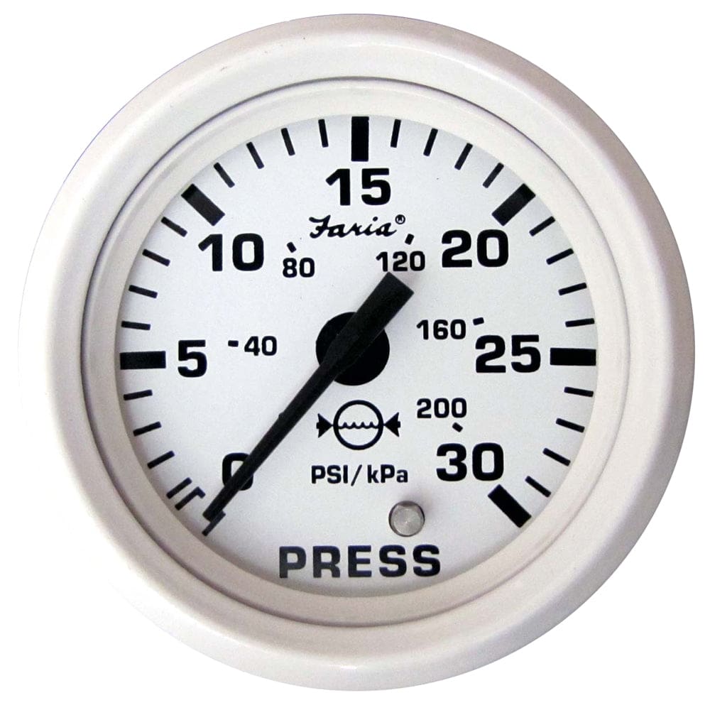 Faria Dress White 2 Water Pressure Gauge (30 PSI) - Marine Navigation & Instruments | Gauges,Boat Outfitting | Gauges - Faria Beede