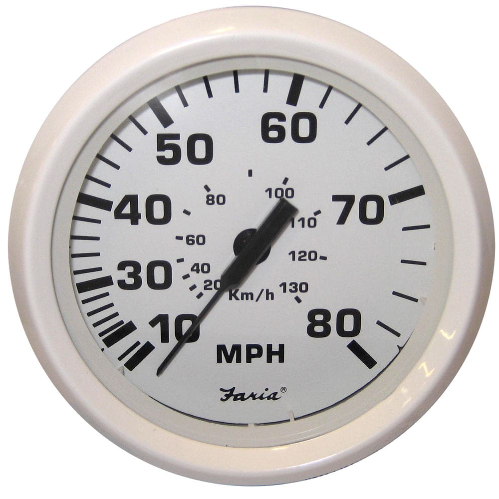 Faria Dress White 4 Speedometer - 80MPH (Pitot) - Marine Navigation & Instruments | Gauges,Boat Outfitting | Gauges - Faria Beede