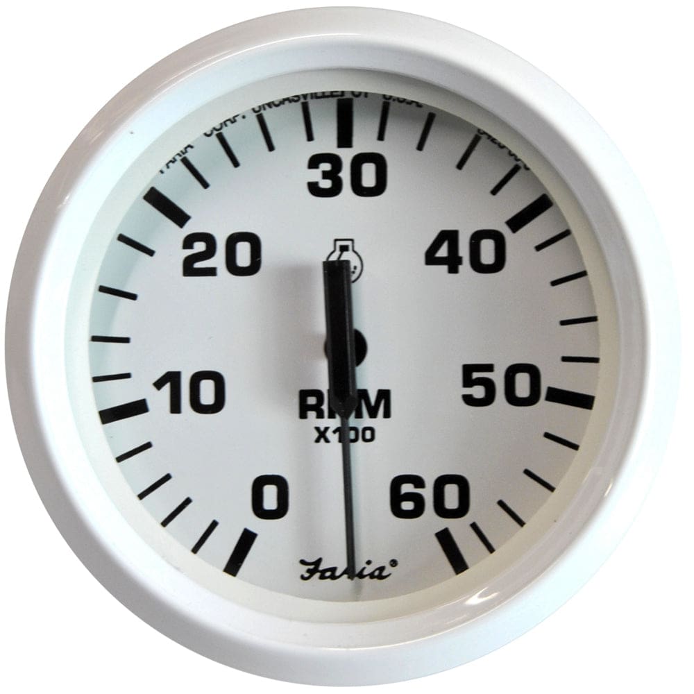 Faria Dress White 4 Tachometer - 6000 RPM (Gas) (Inboard & I/ O) - Marine Navigation & Instruments | Gauges,Boat Outfitting | Gauges - Faria