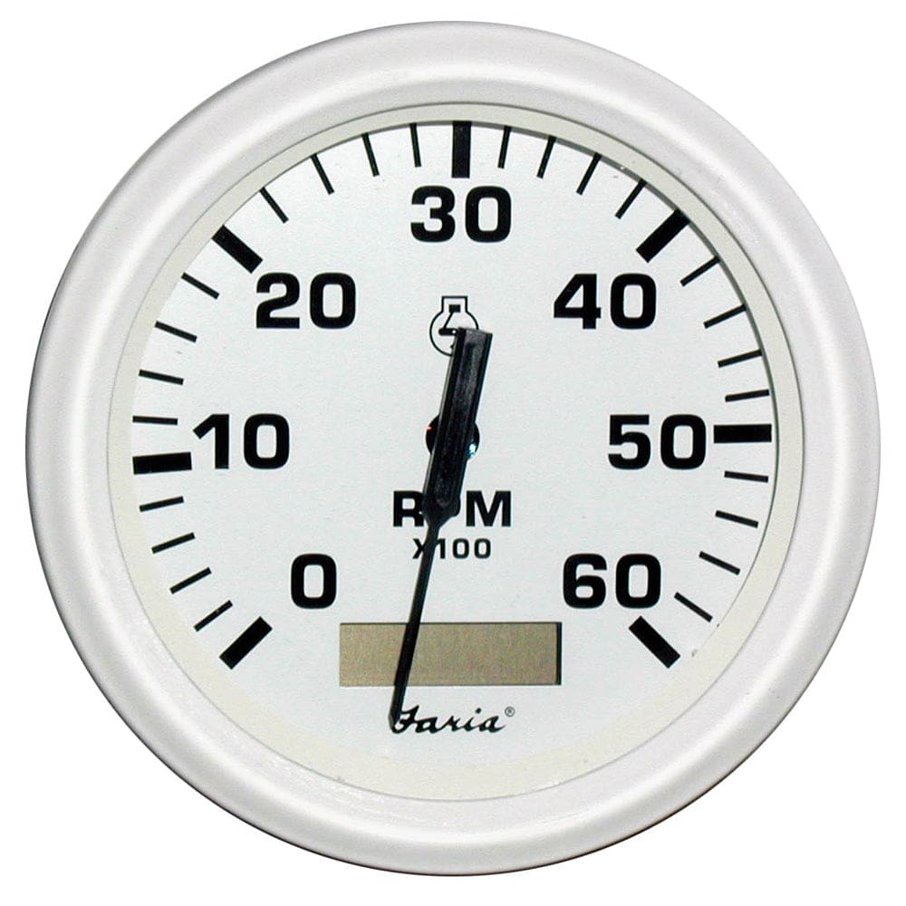 Faria Dress White 4 Tachometer w/ Hourmeter - 6000 RPM (Gas) (Inboard) - Marine Navigation & Instruments | Gauges,Boat Outfitting | Gauges -