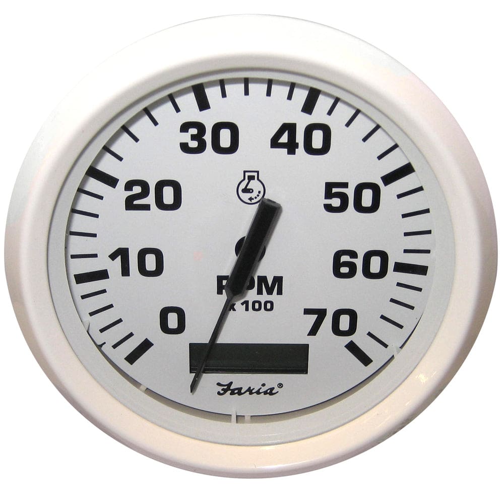 Faria Dress White 4 Tachometer w/ Hourmeter - 7000 RPM (Gas) (Outboard) - Marine Navigation & Instruments | Gauges,Boat Outfitting | Gauges