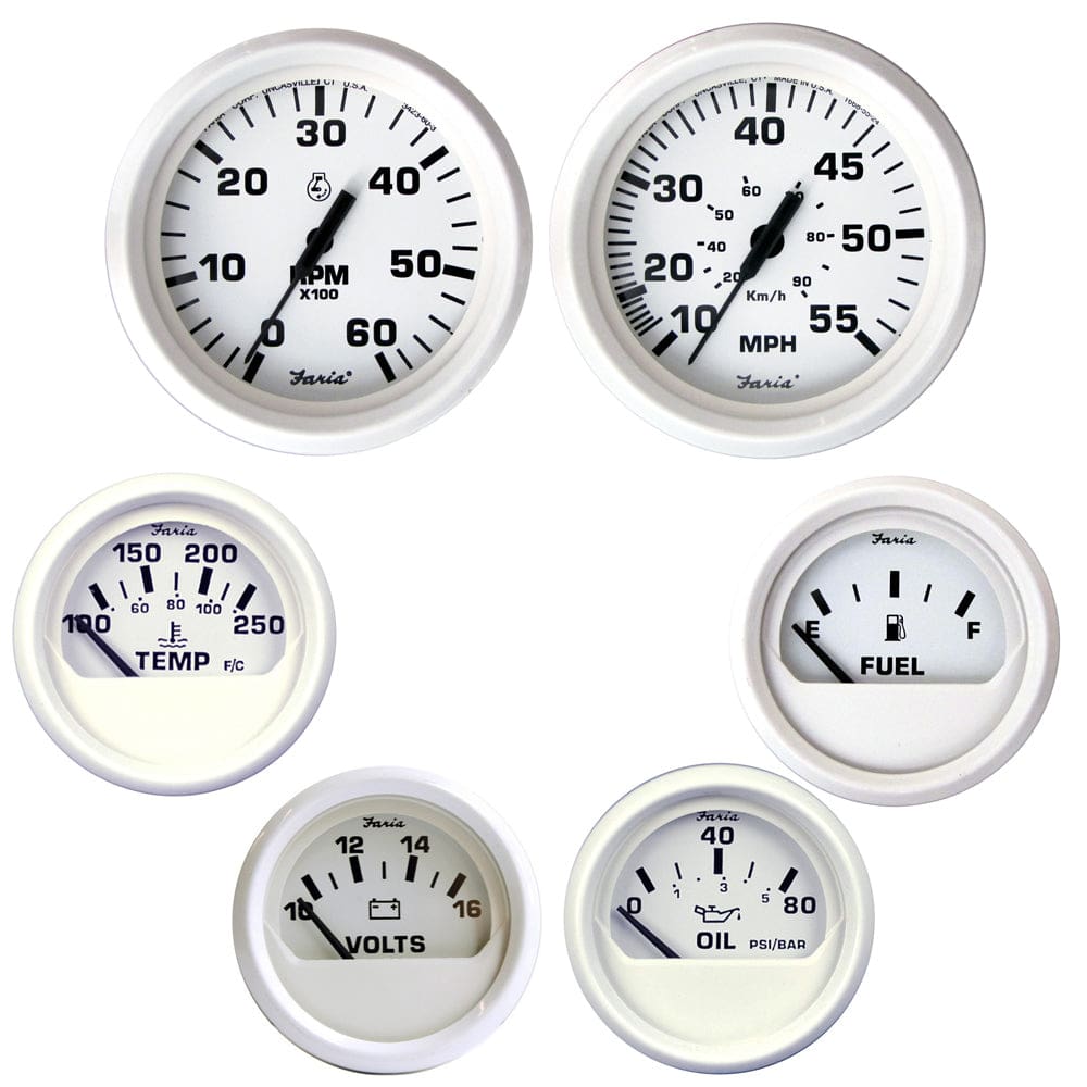 Faria Dress White Boxed Set - Inboard Motors - Marine Navigation & Instruments | Gauges,Boat Outfitting | Gauges - Faria Beede Instruments