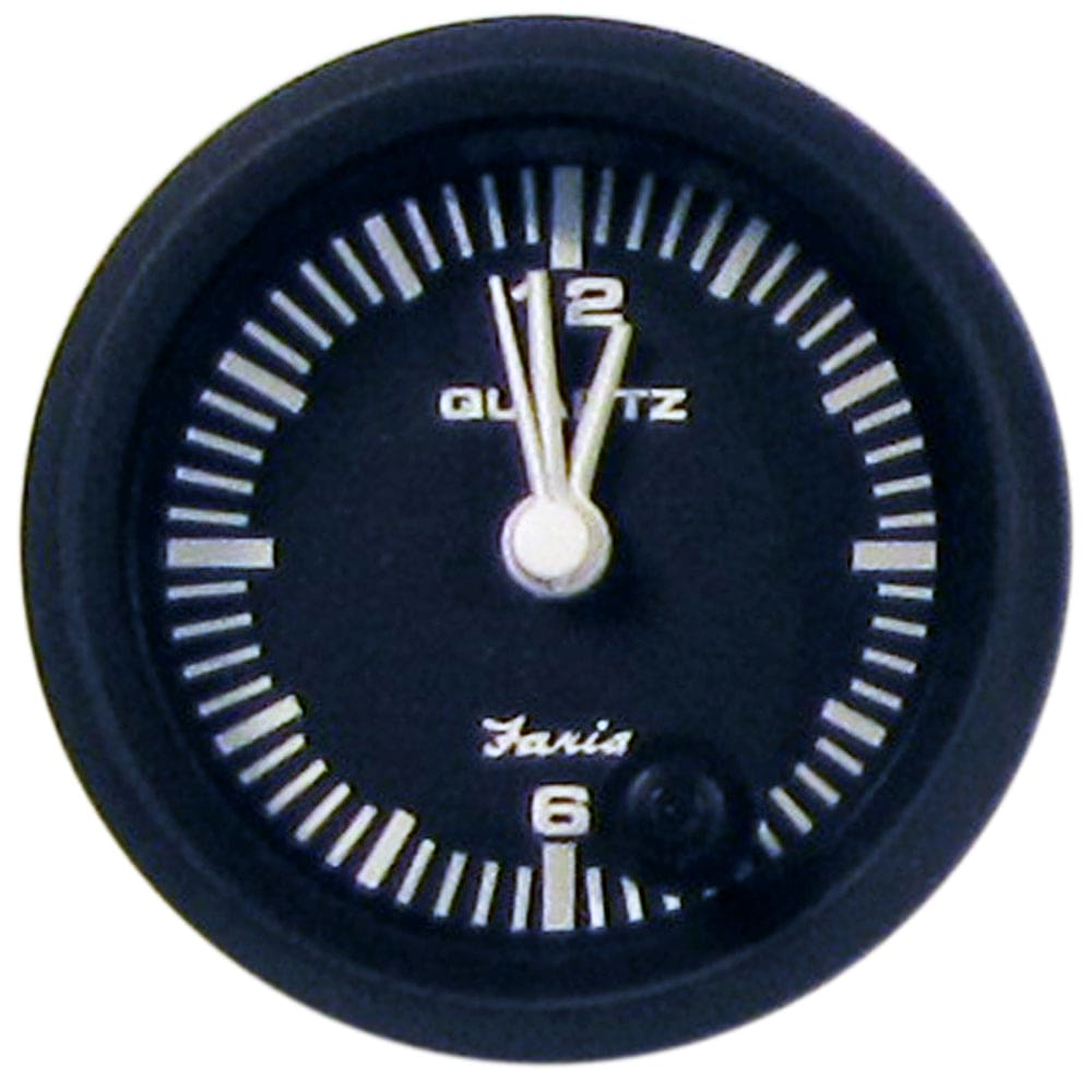 Faria Euro Black 2 Clock - Quartz (Analog) - Marine Navigation & Instruments | Gauges,Boat Outfitting | Gauges - Faria Beede Instruments
