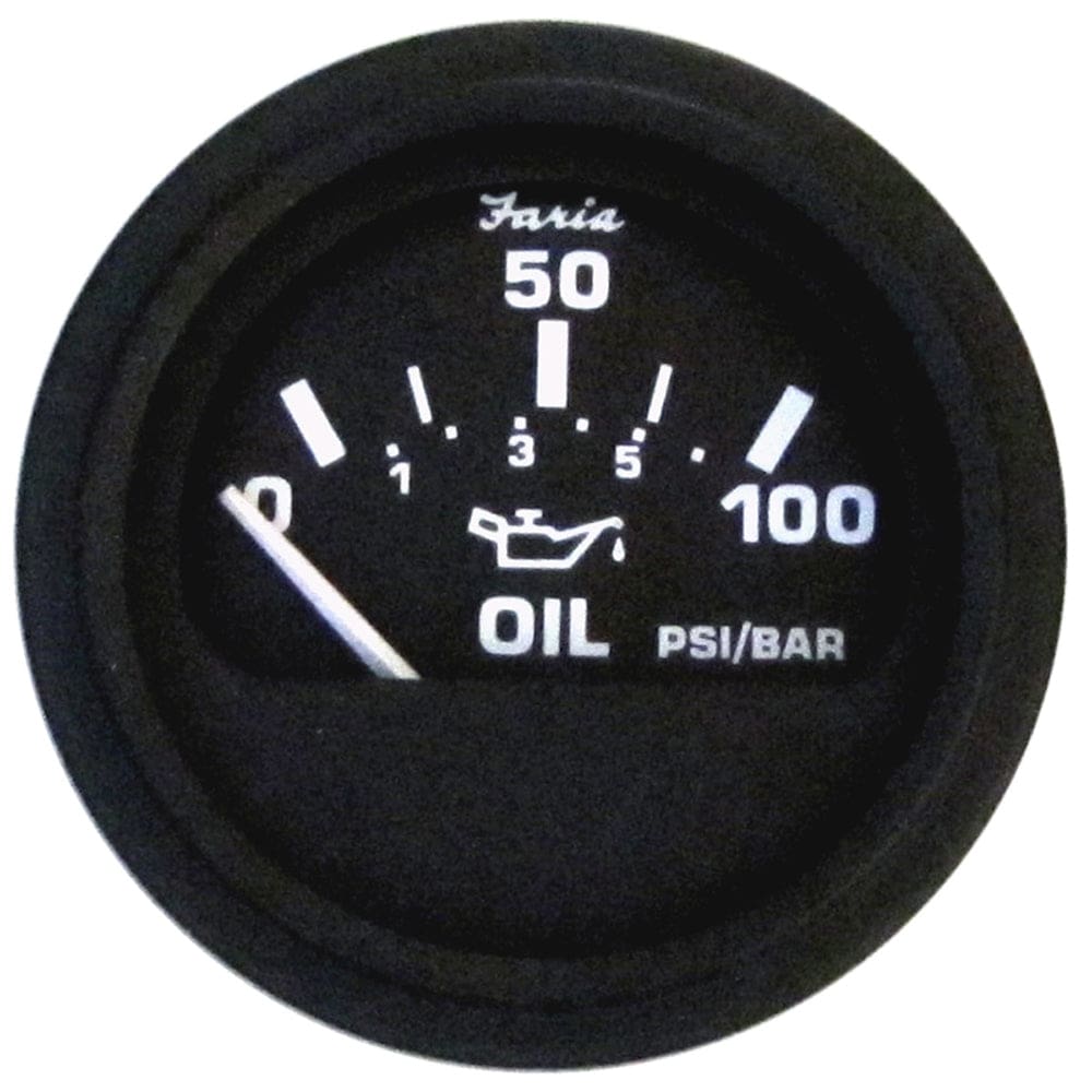 Faria Euro Black 2 Oil Pressure Gauge (100 PSI) - Marine Navigation & Instruments | Gauges,Boat Outfitting | Gauges - Faria Beede