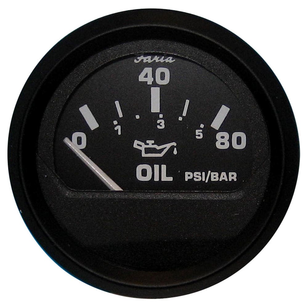 Faria Euro Black 2 Oil Pressure Gauge (80 PSI) - Marine Navigation & Instruments | Gauges,Boat Outfitting | Gauges - Faria Beede Instruments