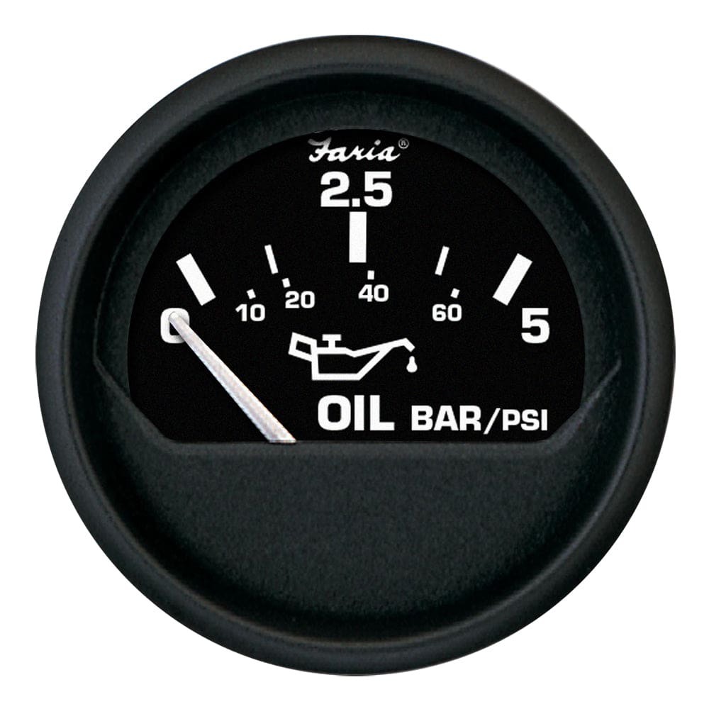 Faria Euro Black 2 Oil Pressure Gauge - Metric (5 Bar) (Pack of 2) - Marine Navigation & Instruments | Gauges,Boat Outfitting | Gauges -