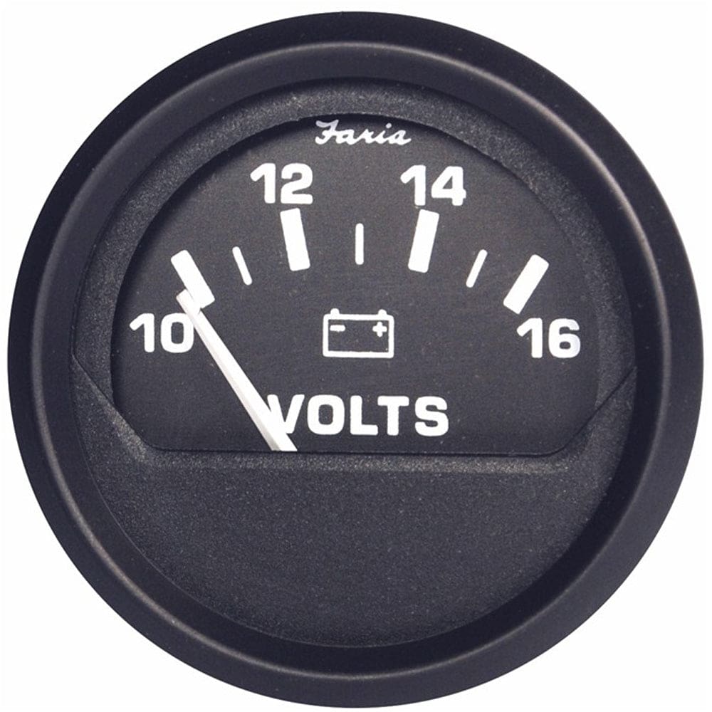 Faria Euro Black 2 Voltmeter (10-16 V) - Marine Navigation & Instruments | Gauges,Boat Outfitting | Gauges - Faria Beede Instruments