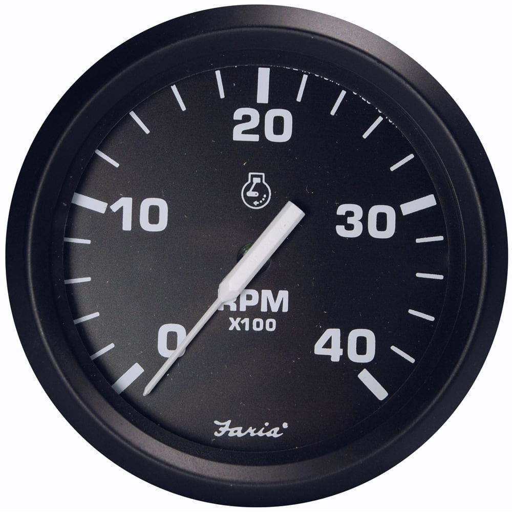 Faria Euro Black 4 Tachometer - 4000 RPM (Diesel - Magnetic Pick-Up) - Marine Navigation & Instruments | Gauges,Boat Outfitting | Gauges -