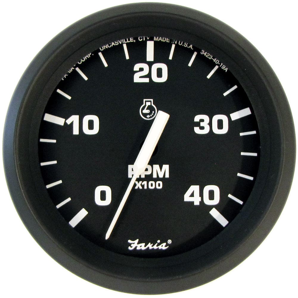 Faria Euro Black 4 Tachometer - 4000 RPM (Diesel) (Mechanical Takeoff) - Marine Navigation & Instruments | Gauges,Boat Outfitting | Gauges -