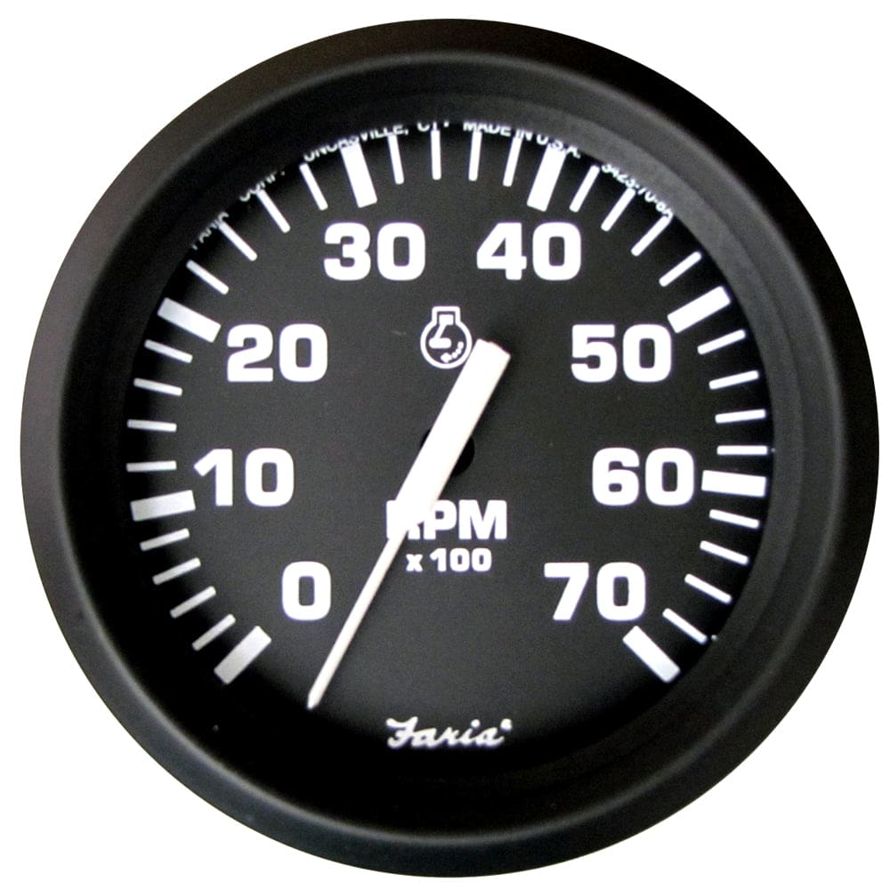 Faria Euro Black 4 Tachometer - 7,000 RPM (Gas - All Outboard) - Marine Navigation & Instruments | Gauges,Boat Outfitting | Gauges - Faria