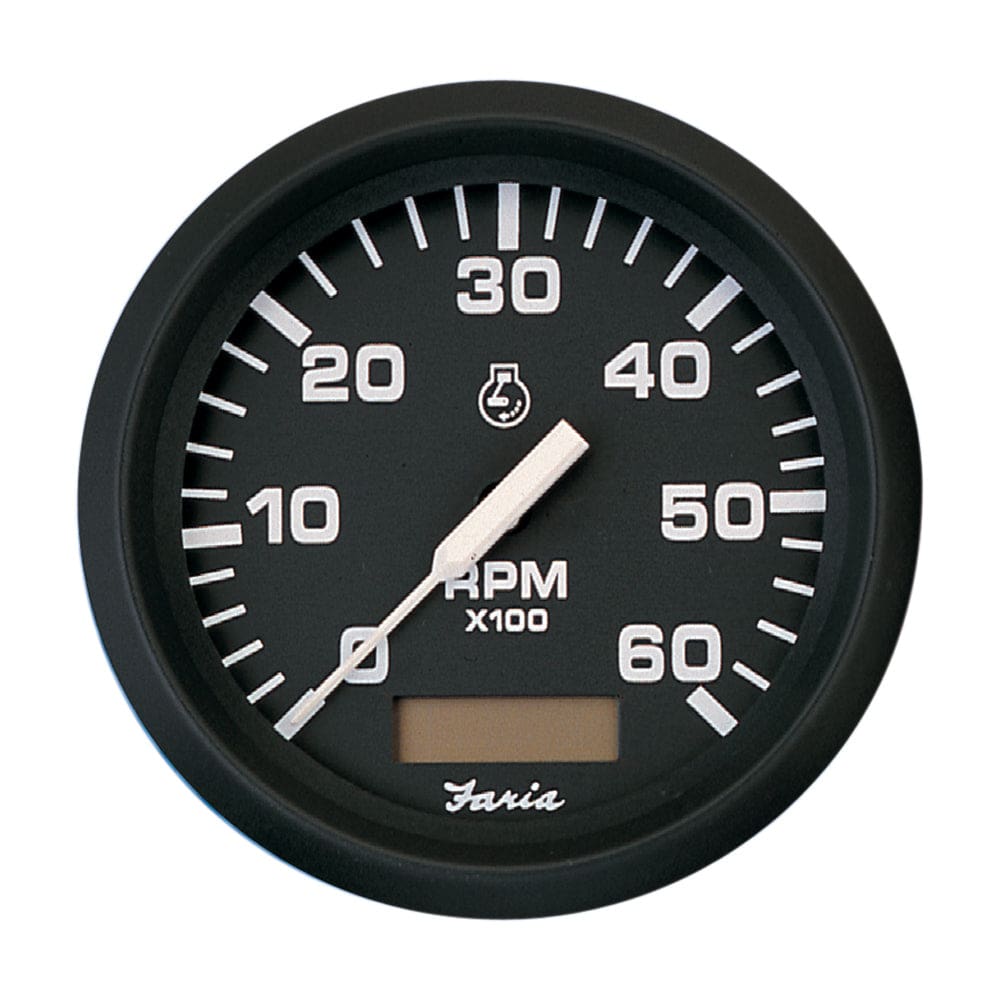 Faria Euro Black 4 Tachometer w/ Hourmeter - 6,000 RPM (Gas - Inboard) - Marine Navigation & Instruments | Gauges,Boat Outfitting | Gauges -