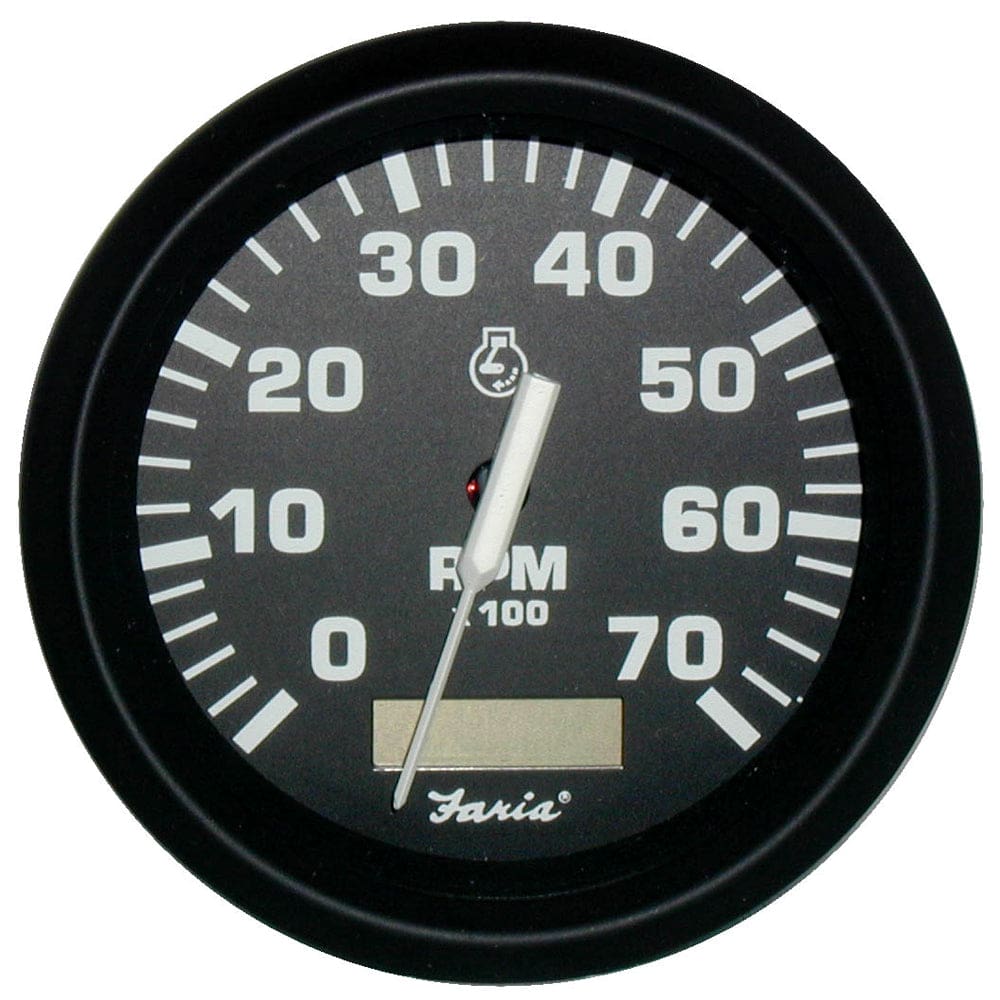 Faria Euro Black 4 Tachometer w/ Hourmeter - 7,000 RPM (Gas - Outboard) - Marine Navigation & Instruments | Gauges,Boat Outfitting | Gauges
