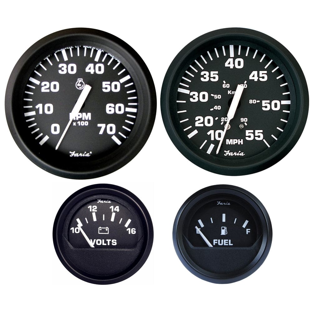 Faria Euro Black Boxed Set - Outboard Motors - Marine Navigation & Instruments | Gauges,Boat Outfitting | Gauges - Faria Beede Instruments