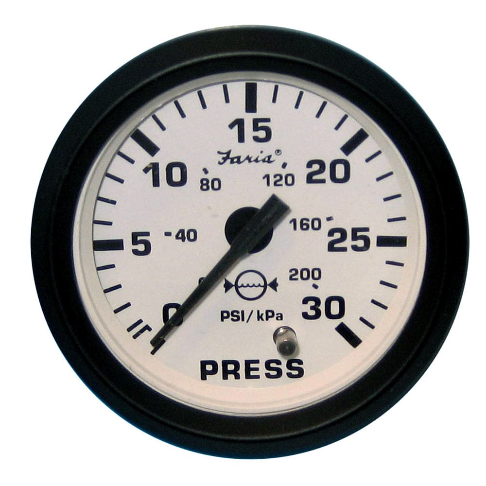Faria Euro White 2 Water Pressure Gauge (30 PSI) - Marine Navigation & Instruments | Gauges,Boat Outfitting | Gauges - Faria Beede