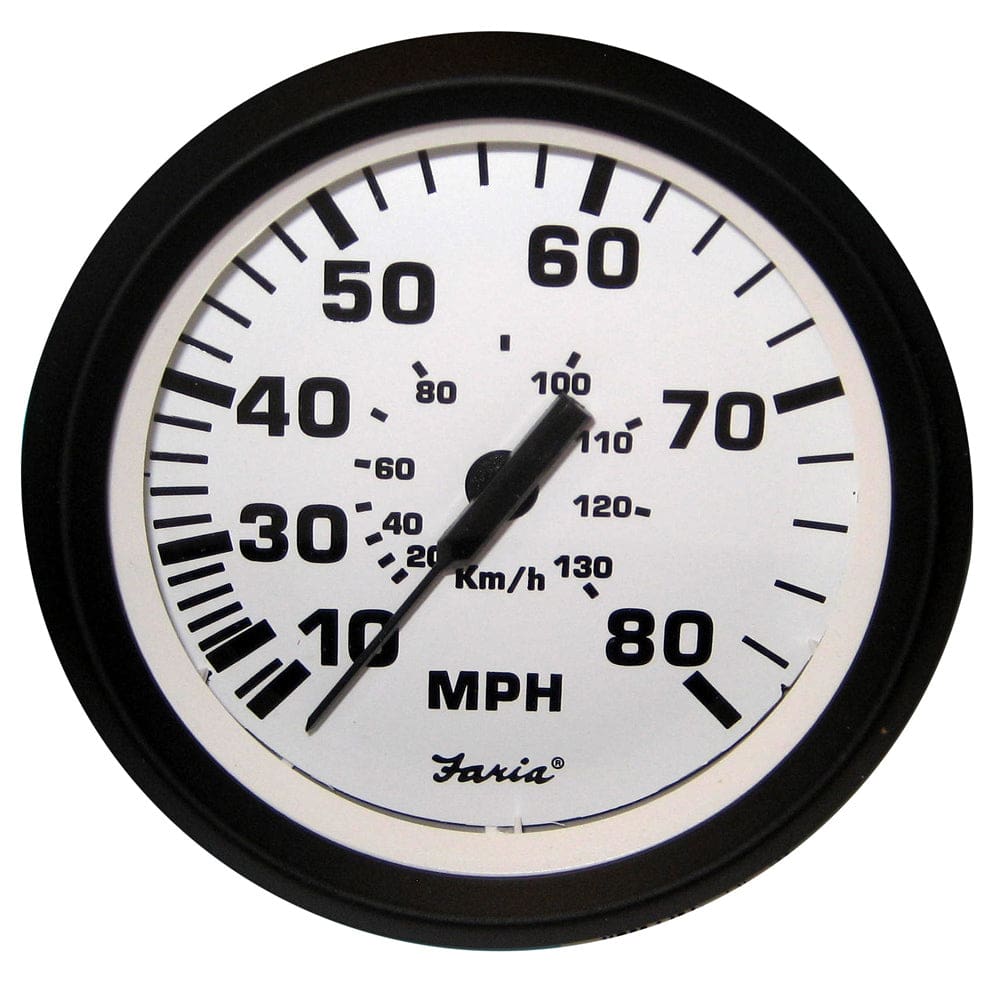 Faria Euro White 4 Speedometer - 80MPH (Pitot) - Marine Navigation & Instruments | Gauges,Boat Outfitting | Gauges - Faria Beede Instruments