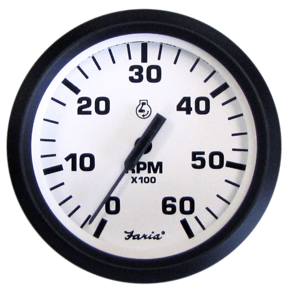 Faria Euro White 4 Tachometer - 6000 RPM (Gas) (Inboard & I/ O) - Marine Navigation & Instruments | Gauges,Boat Outfitting | Gauges - Faria