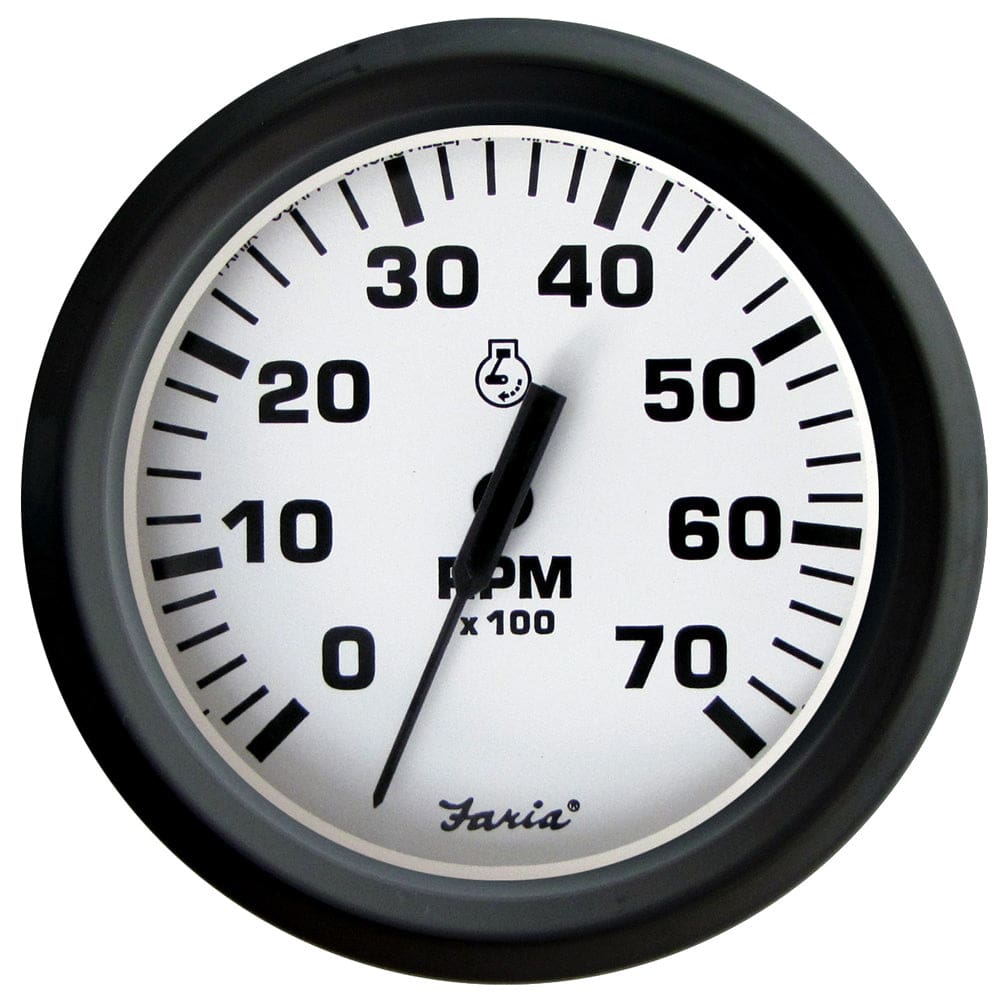 Faria Euro White 4 Tachometer 7000 RPM (Gas) (Outboards) - Marine Navigation & Instruments | Gauges,Boat Outfitting | Gauges - Faria Beede