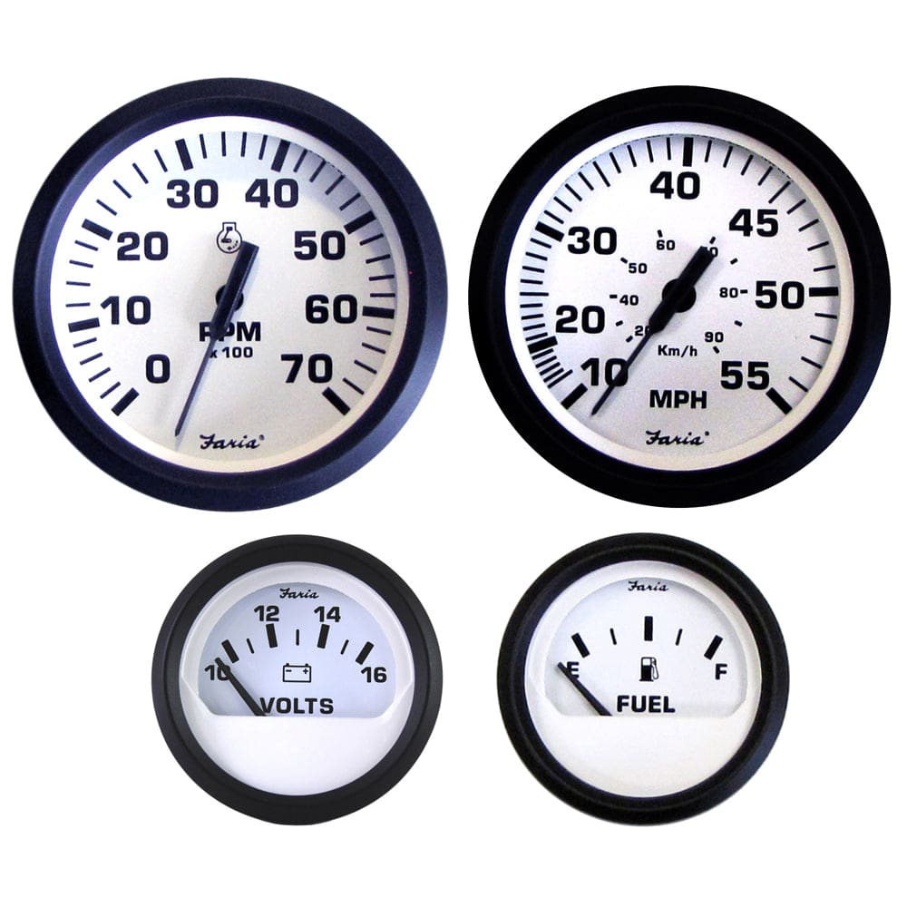 Faria Euro White Boxed Set - Outboard Motors - Marine Navigation & Instruments | Gauges,Boat Outfitting | Gauges - Faria Beede Instruments