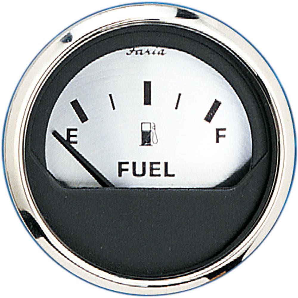 Faria Spun Silver 2 Fuel Level Gauge (E-1/ 2-F) - Marine Navigation & Instruments | Gauges,Boat Outfitting | Gauges - Faria Beede