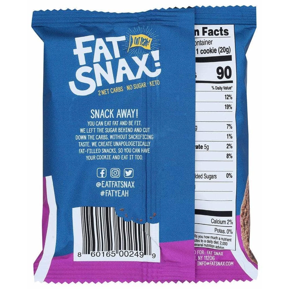 Fat Snax Fat Snax Double Chocolate Chip Cookies, 1.40 oz