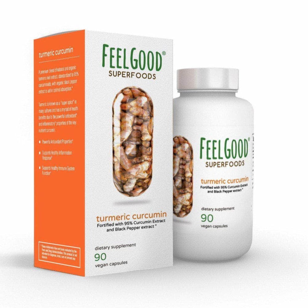 FEELGOOD ORGANIC SUPERFOODS Feelgood Organic Superfoods Turmeric Curcumin, 90 Cp