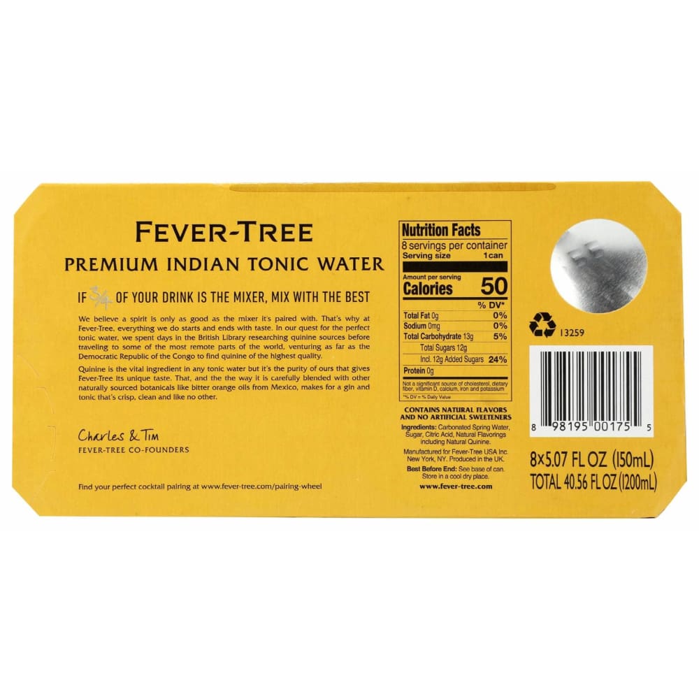 FEVER TREE Fever Tree Premium Indian Tonic Water, 40.56 Fo