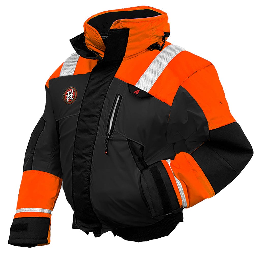 First Watch AB-1100 Flotation Bomber Jacket - Hi-Vis Orange/ Black - Small - Marine Safety | Flotation Coats/Pants - First Watch