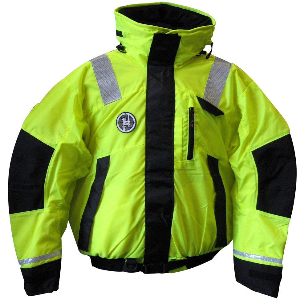 First Watch AB-1100 Flotation Bomber Jacket - Hi-Vis Yellow/ Black - XXL - Marine Safety | Flotation Coats/Pants - First Watch