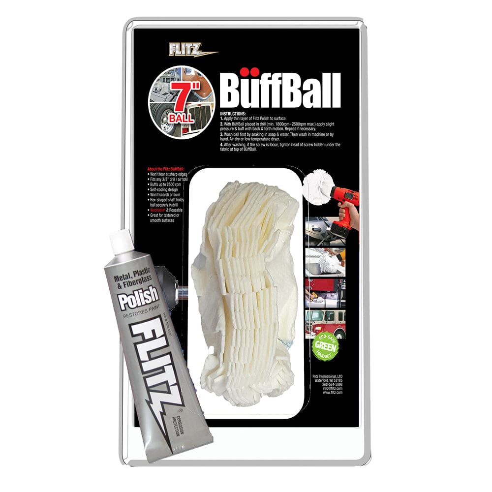 Flitz Buff Ball - Extra Large 7 - White w/ 1.76oz Tube Flitz Polish - Boat Outfitting | Cleaning - Flitz