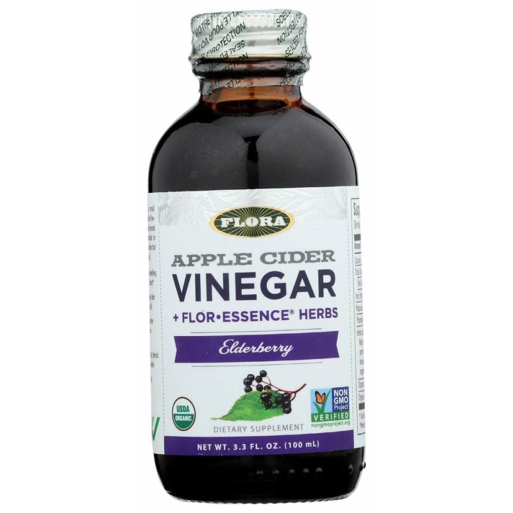 FLORA HEALTH Grocery > Cooking & Baking > Vinegars FLORA HEALTH: Elderberry Apple Cider Vinegar, 3.3 fo