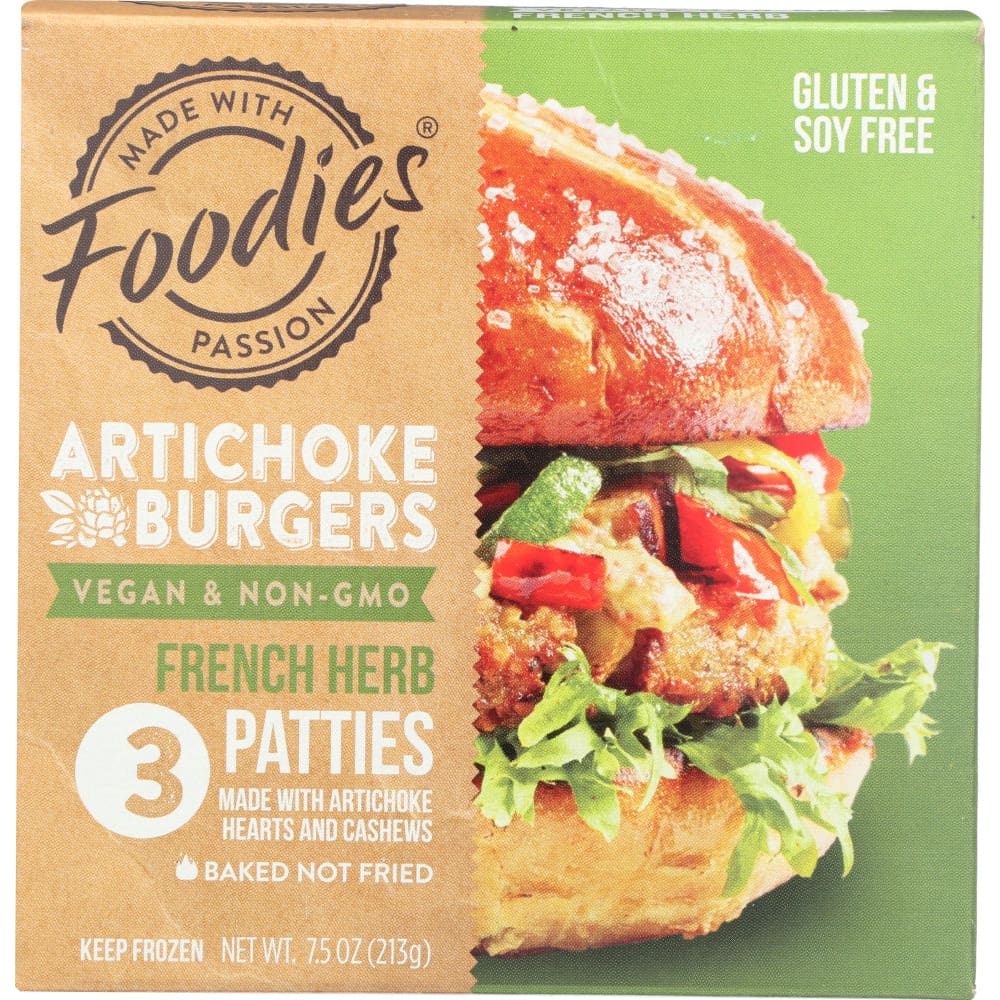 FOODIES: Artichoke Burgers French Herb Patties 7.5 oz - Grocery > Frozen - FOODIES