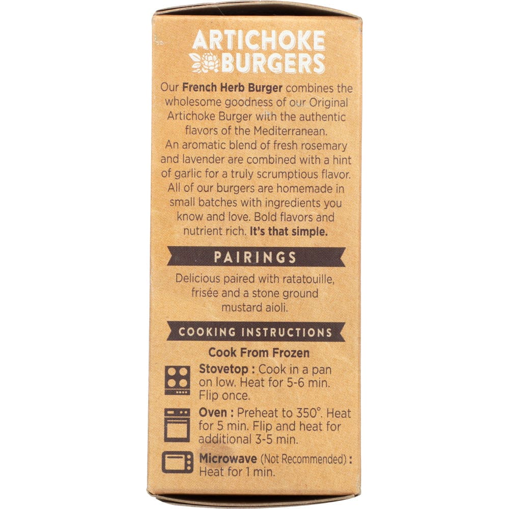 FOODIES: Artichoke Burgers French Herb Patties 7.5 oz - Grocery > Frozen - FOODIES