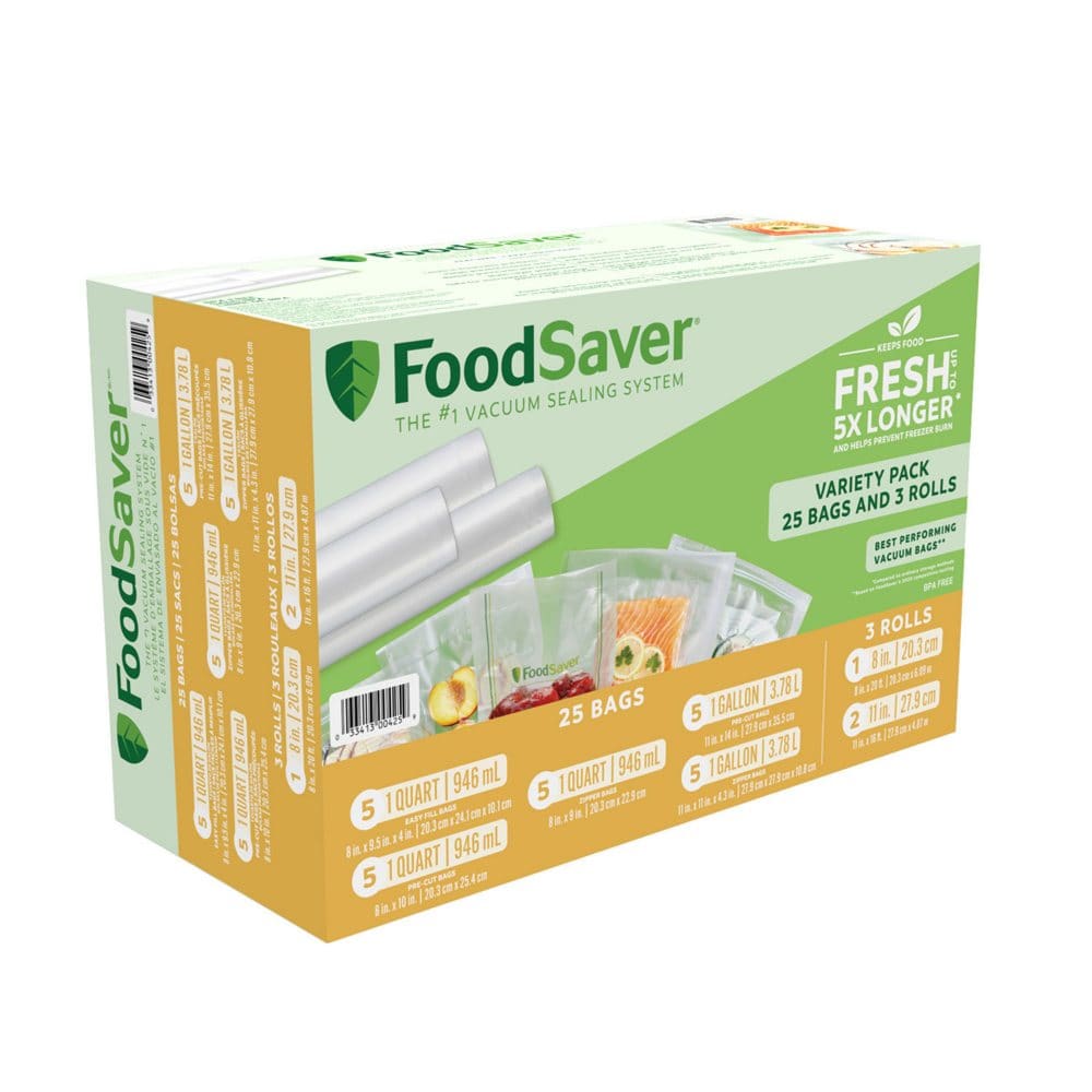 FoodSaver 28-Piece Vacuum Seal Rolls and Vacuum Seal Bags Multipack Set - Food Storage - FoodSaver
