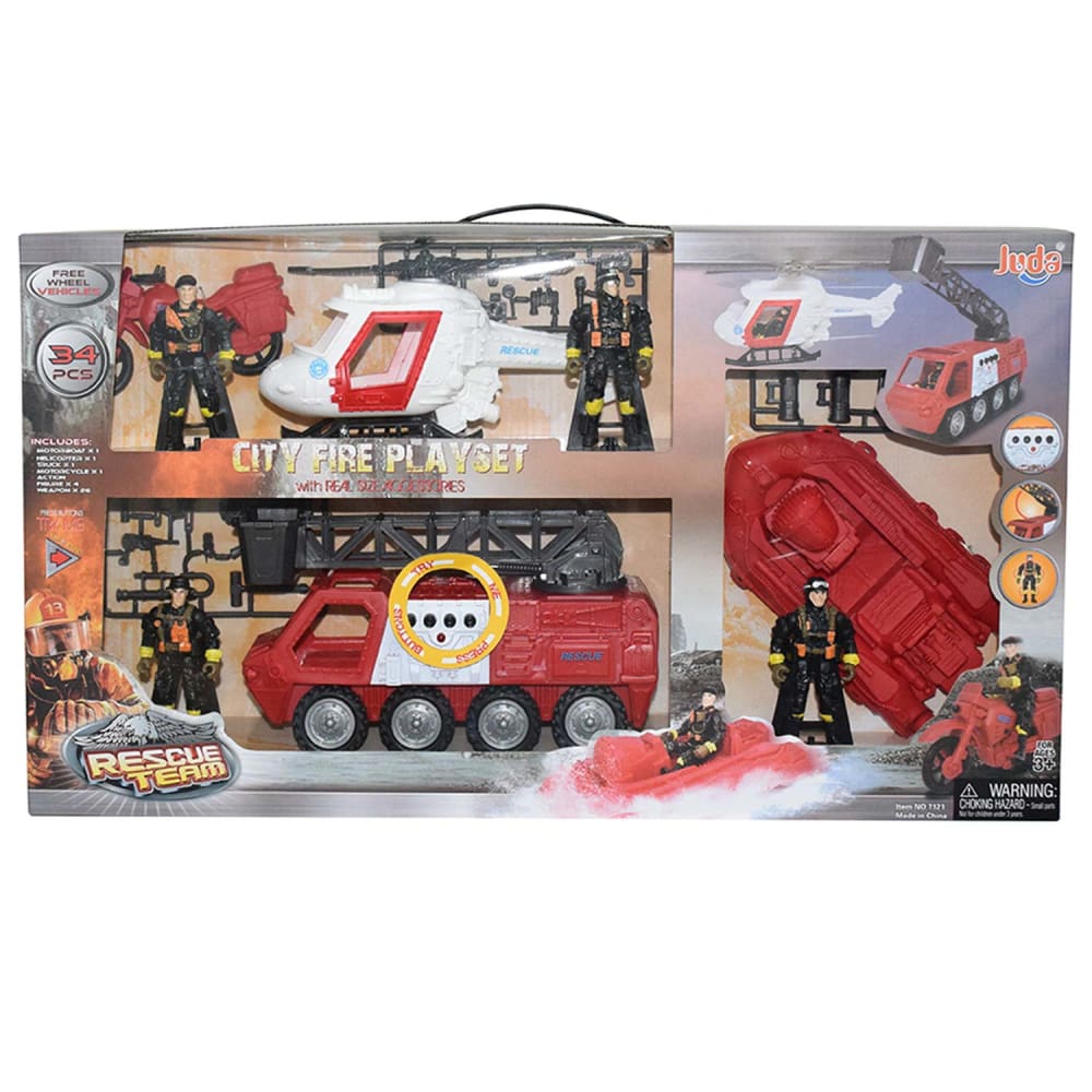 Free Wheel City Fire Playset - 34 Pcs - Toys & Games - contarmarket