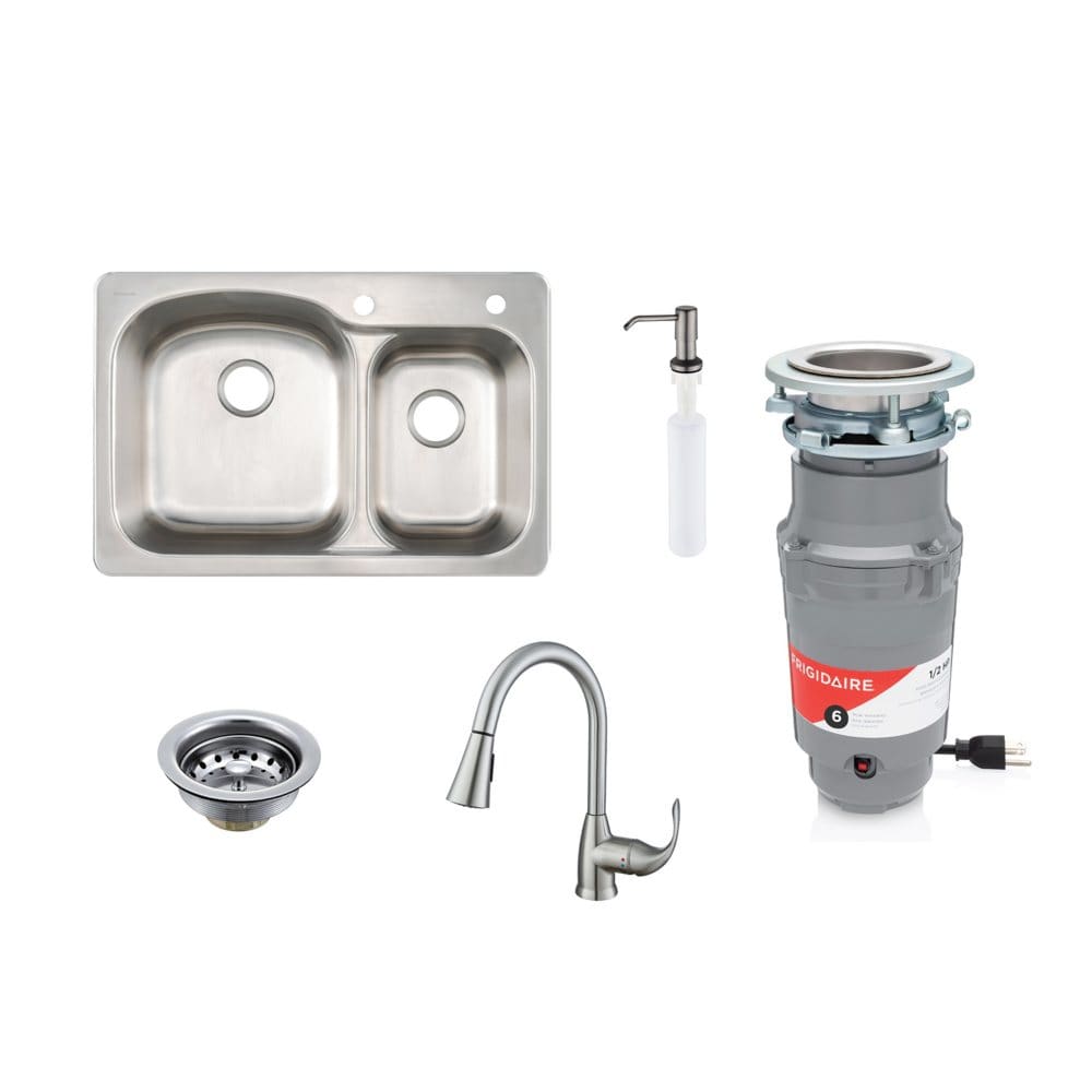 Frigidaire All-In-One 60/40 Combination Sink With Faucet Disposal And Soap Dispenser - Kitchen - Frigidaire