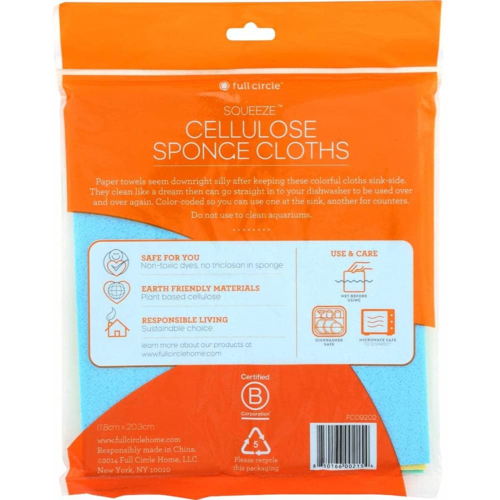 FULL CIRCLE HOME Home Products > Household Products FULL CIRCLE HOME: Squeeze Cellulose Sponge Cloths, 1 ea