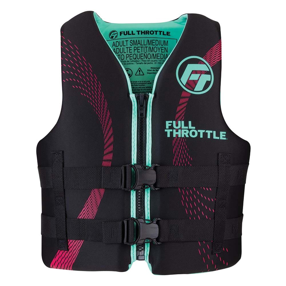 Full Throttle Adult Rapid-Dry Life Jacket - L/ XL - Aqua/ Black - Watersports | Life Vests,Marine Safety | Personal Flotation Devices - Full