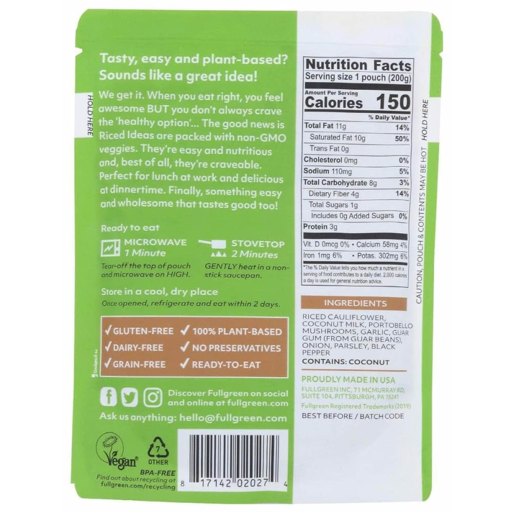 FULLGREEN Grocery > Pantry > Rice FULLGREEN Riced Ideas Portobello Mushroom, 7.05 oz