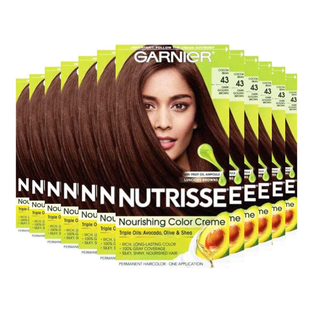 Garnier Nutrisse Nourishing Color Creme - Dark Golden Brown (Cocoa Bean 43) - 12 Pack - Hair Styling Products - Garnier