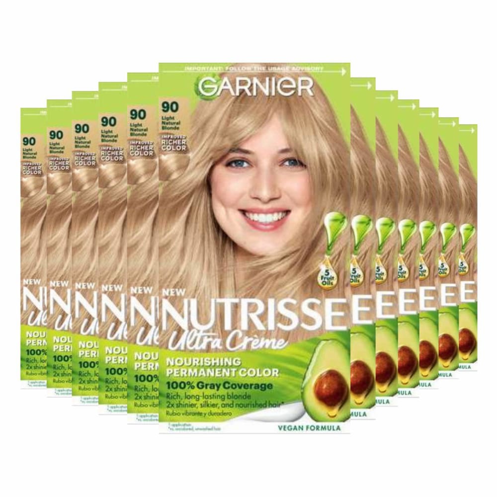 Garnier Nutrisse Nourishing Color Creme - Light Natural Blonde (90) - 12 Pack - Hair Styling Products - Garnier