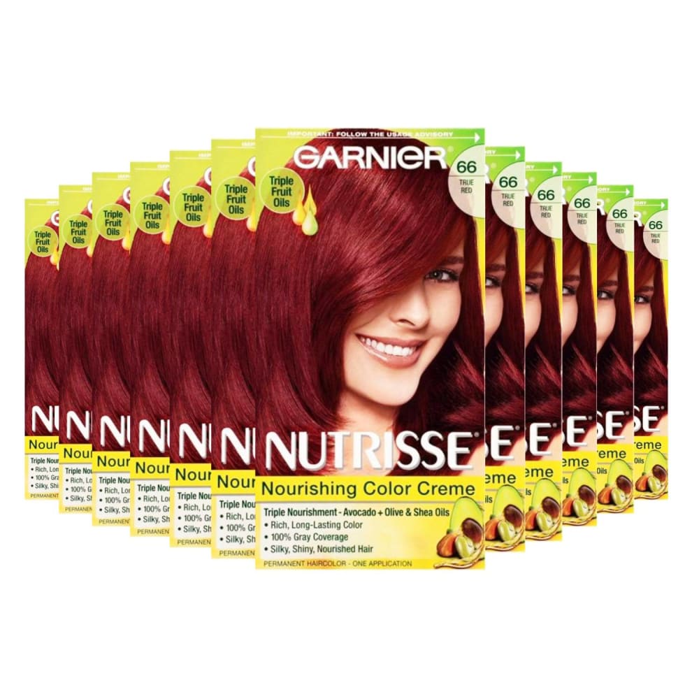 Garnier Nutrisse Nourishing Color Creme - True Red (66) - 12 Pack - Hair Styling Products - Garnier