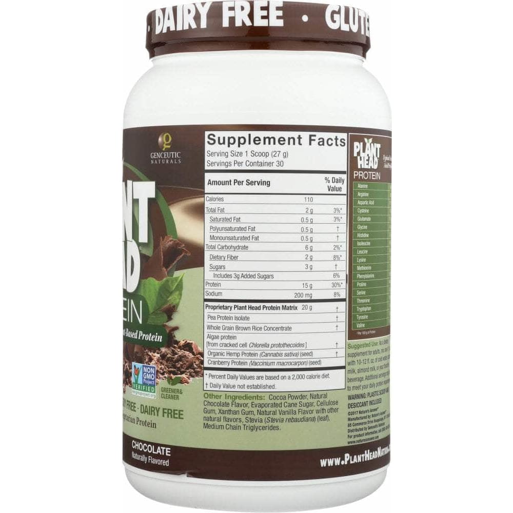 GENCEUTIC NATURALS Genceutic Naturals Plant Head Protein Powder Chocolate, 1.8 Lbs