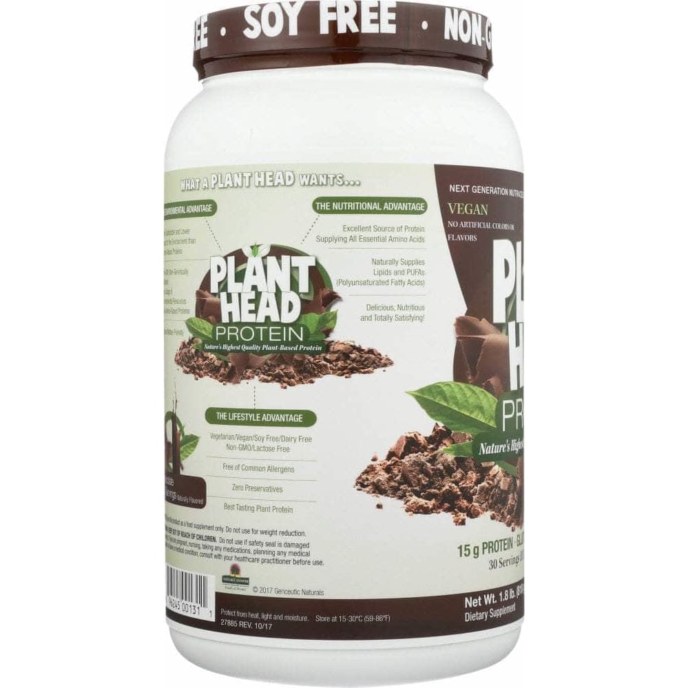 GENCEUTIC NATURALS Genceutic Naturals Plant Head Protein Powder Chocolate, 1.8 Lbs