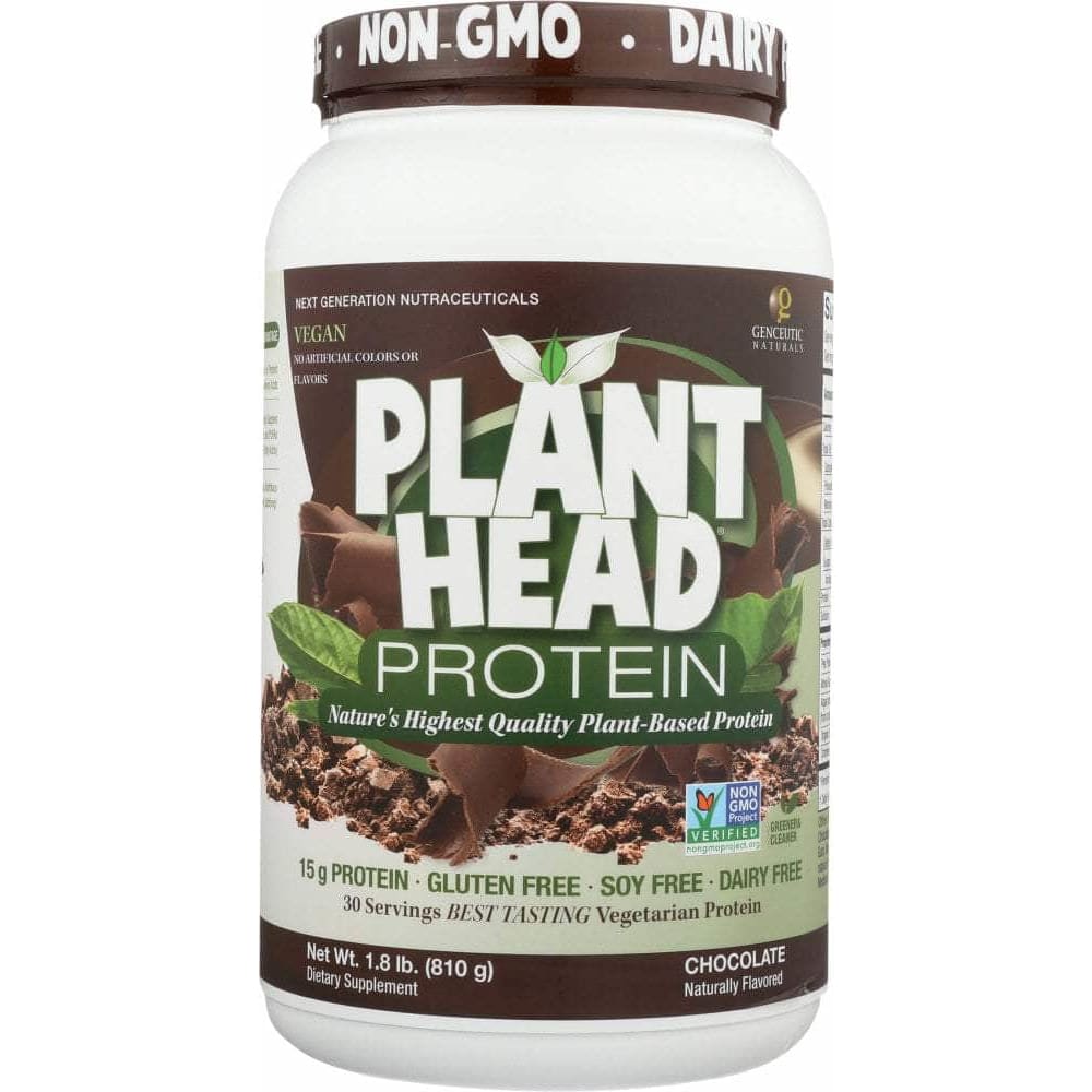 GENCEUTIC NATURALS Genceutic Naturals Plant Head Protein Powder Chocolate, 1.8 Lbs