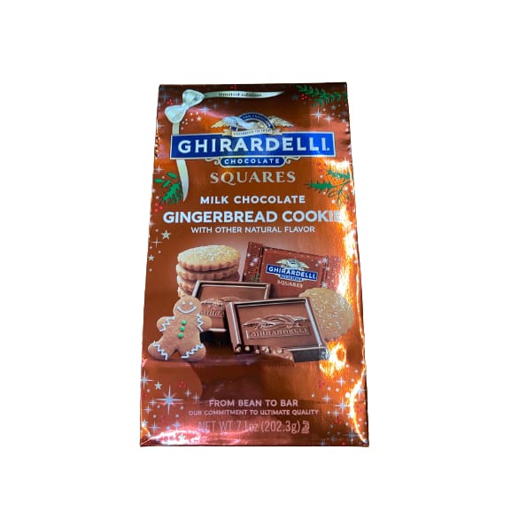 GHIRARDELLI Milk Chocolate Gingerbread Cookie SQUARES 7.1 Oz Bag - GHIRARDELLI