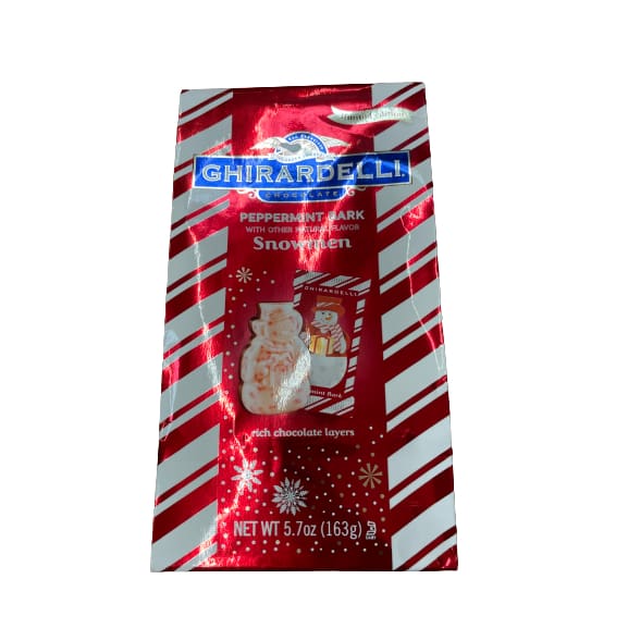 GHIRARDELLI Peppermint Bark Snowmen 5.7 OZ Bag - GHIRARDELLI