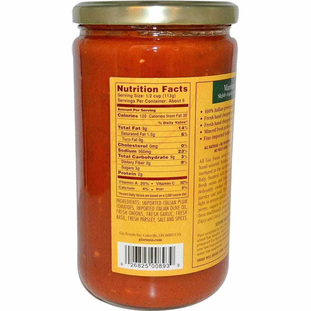 GIA RUSSA Grocery > Pantry > Pasta and Sauces GIA RUSSA Marinara Pasta Sauce, 24 oz