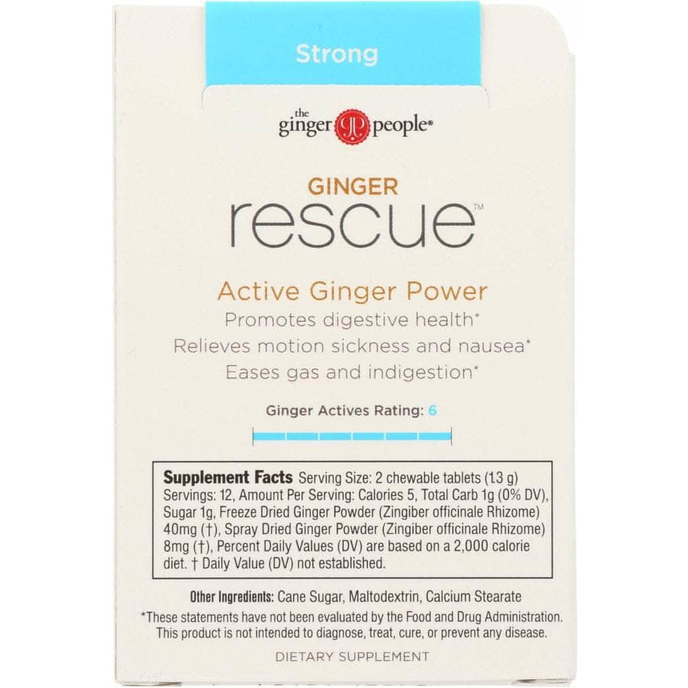 THE GINGER PEOPLE Ginger People Ginger Rescue Chewable Ginger Strong Tablets, 0.55 Oz