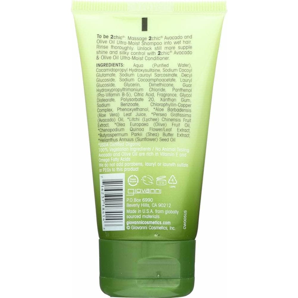 Giovanni Giovanni Cosmetics 2Chic Avocado and Olive Oil Shampoo, 1.5oz